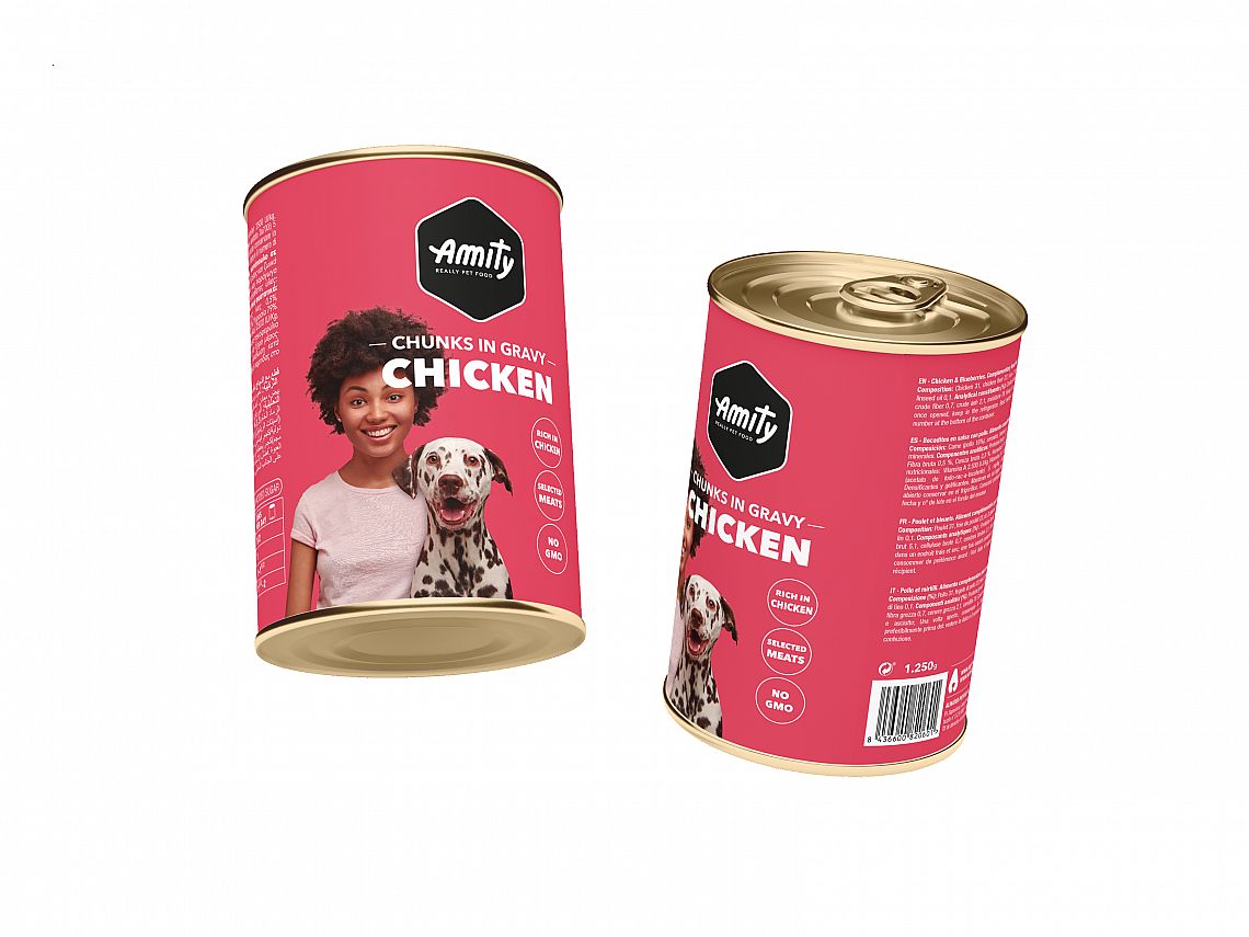 Amity dog konzerva - kuracie kúsky v omáčke 415 g