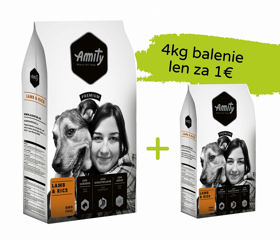 Amity Premium Lamb and Rice 15kg + 4kg za 1€