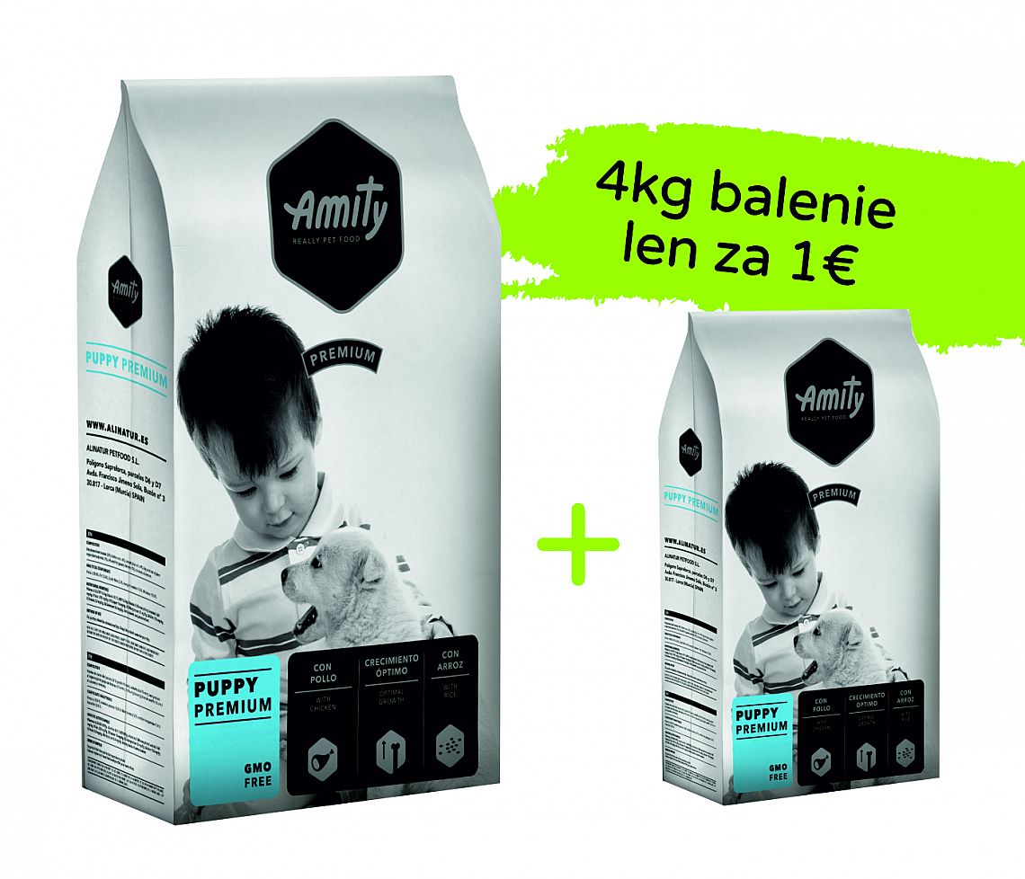 Amity Premium Puppy 15kg + 4kg za 1€