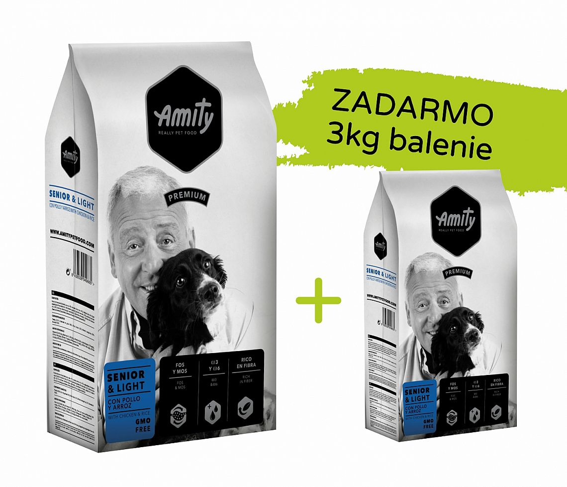 Amity Premium Senior Light 15kg +3kg ZDARMA