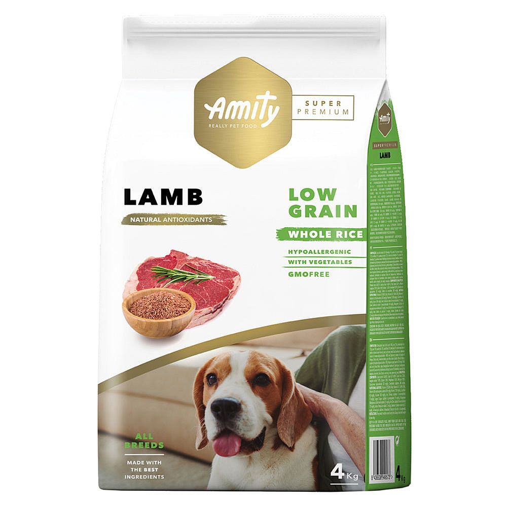 Amity Super Premium Low Grain Lamb 4 kg – granuly s jahnacím mäsom pre dospelé psy