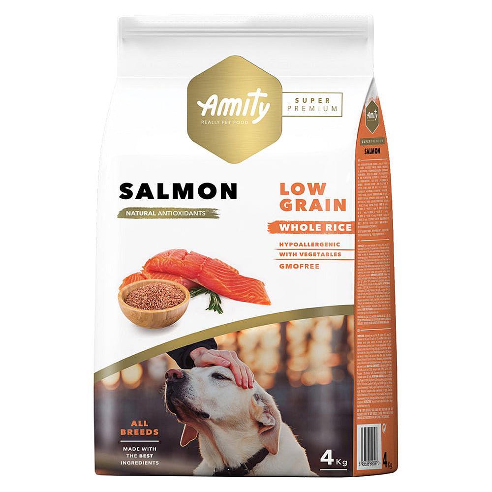 Amity Super Premium Low Grain Salmon 4 kg – granuly s lososom pre dospelé psy