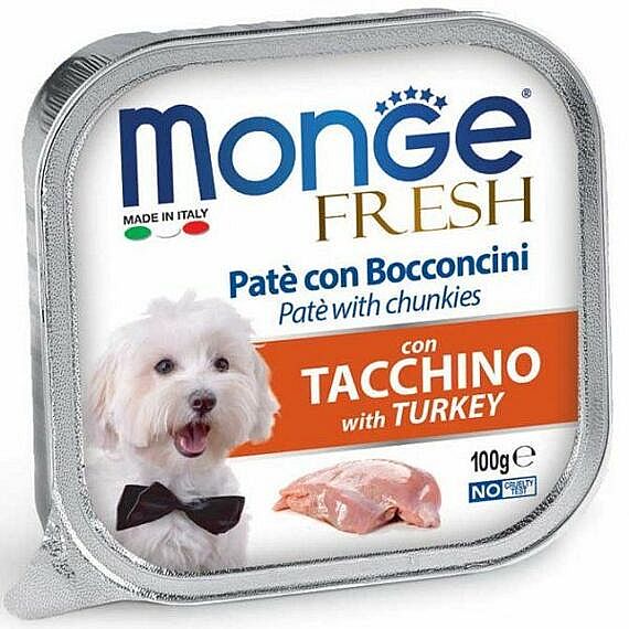MONGE FRESH - paštika a kúsky s moriakom 100 g pre psov