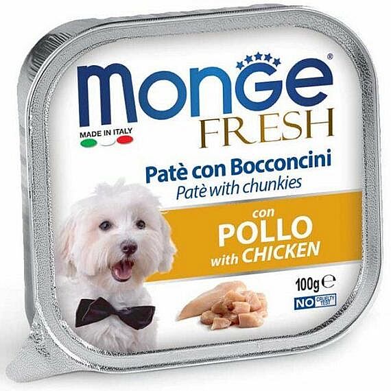MONGE FRESH - paštika a kúsky s kuracím 100g pre psov