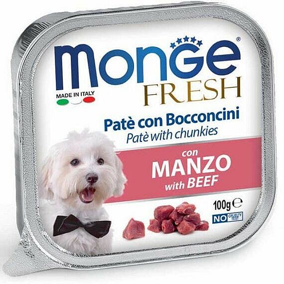 MONGE FRESH - paštika a kúsky s hovädzím 100 g pre psov