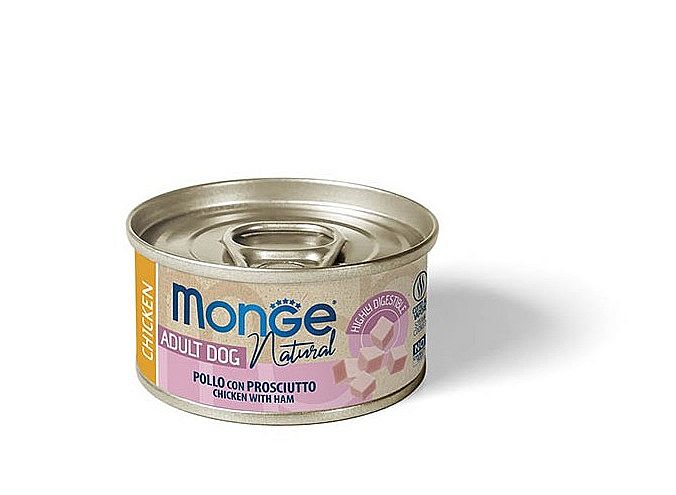 MONGE DOG NATURAL kuracie mäso so šunkou 95 g pre psy
