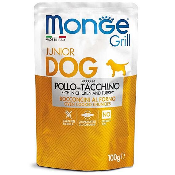 MONGE GRILL JUNIOR kuracie s morkou pre šteniatka 100 g kapsička pre psy