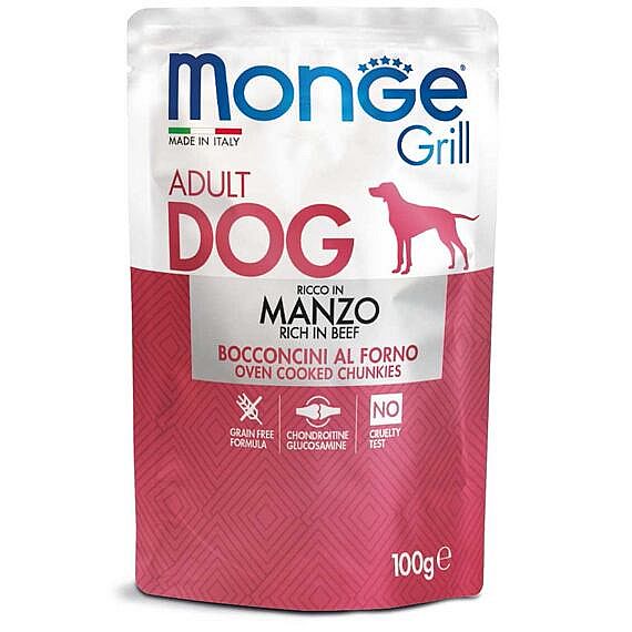 MONGE GRILL s hovädzím mäsom 100 g kapsička pre psy – 5 ks (výhodné balenie)