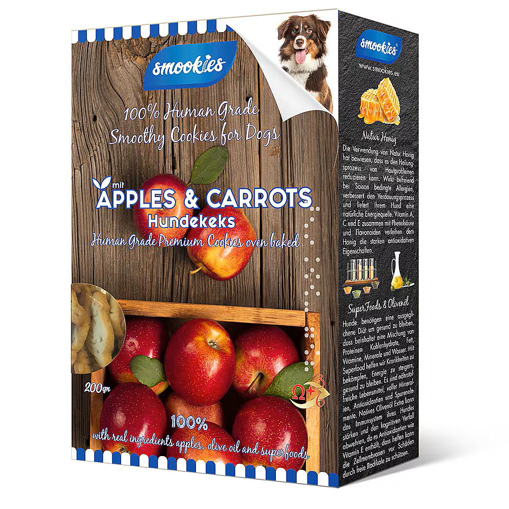 SMOOKIES Premium APPLE 200g - jablkové sušienky 100% human grade
