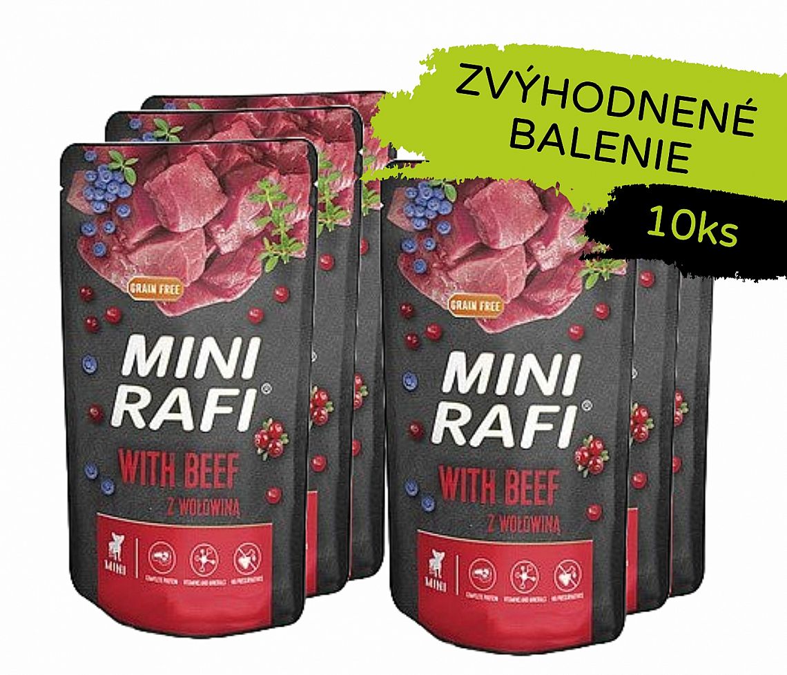 RAFI Mini kapsička Grain Free s hovädzím mäsom 10 × 150 g