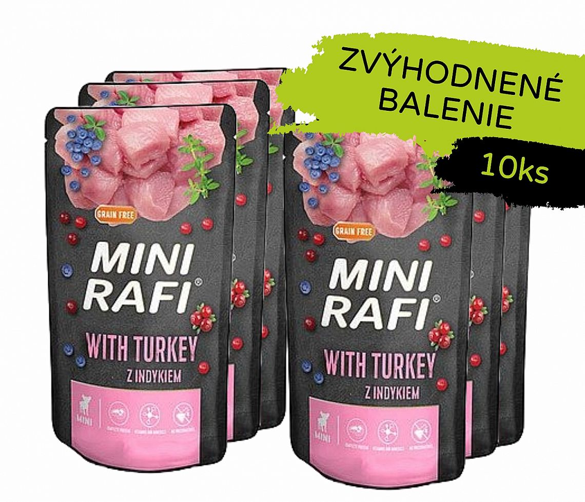 RAFI Mini kapsička Grain Free s morčacím mäsom 10 × 150 g