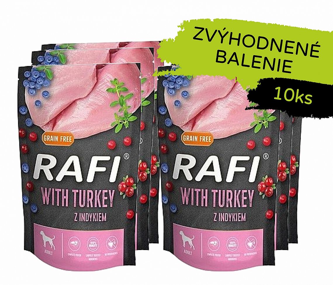 RAFI Grain Free kapsička s morčacím mäsom 10 × 300 g