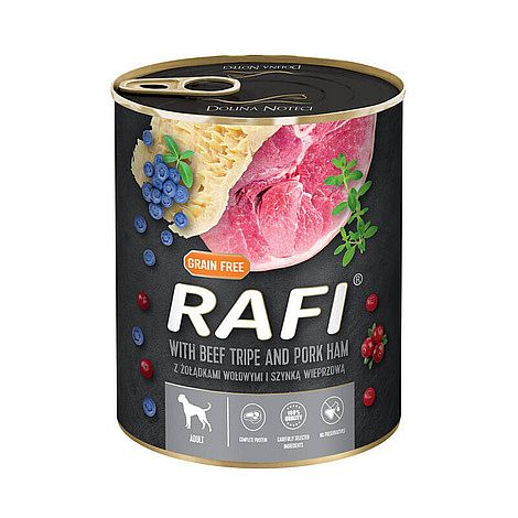 RAFI Grain Free konzerva pre psy hovädzie držky so šunkou 12 x 800 g