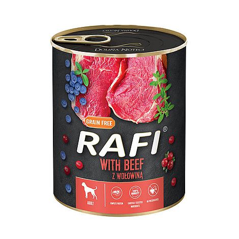RAFI Grain Free konzerva pre psy s hovädzím mäsom 12 x 800 g