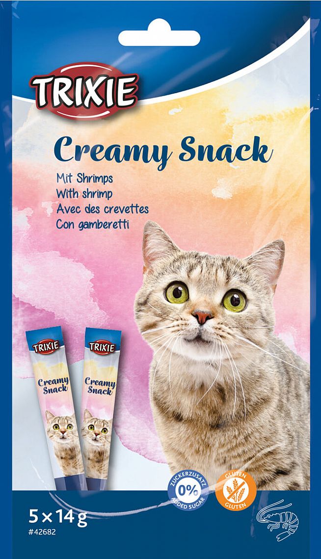 Creamy, krémová pochúťka pre mačky tuniak, krevety 5x14g