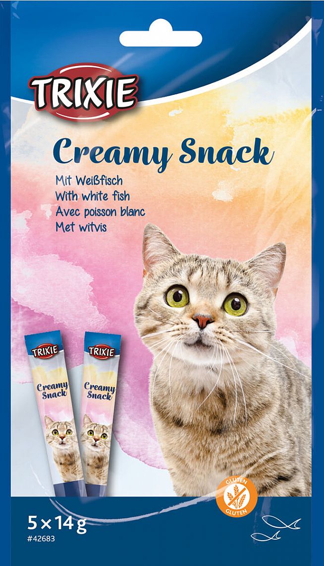 Creamy, krémová pochúťka pre mačky tuniak a biela ryba, 5 x 14 g