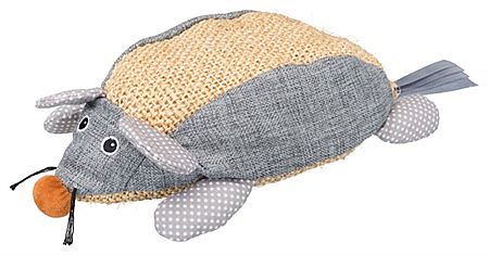 Mouse XXL, sisal/fabric, catnip, 30 cm, natural/grey