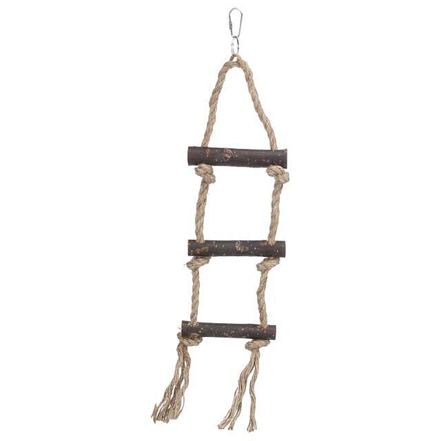 Rope ladder, bark wood/sisal, 3 rungs/40 cm