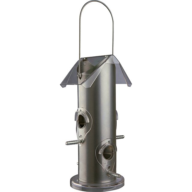 Bird feeder, metal/plastic, 800 ml/25 cm, silver