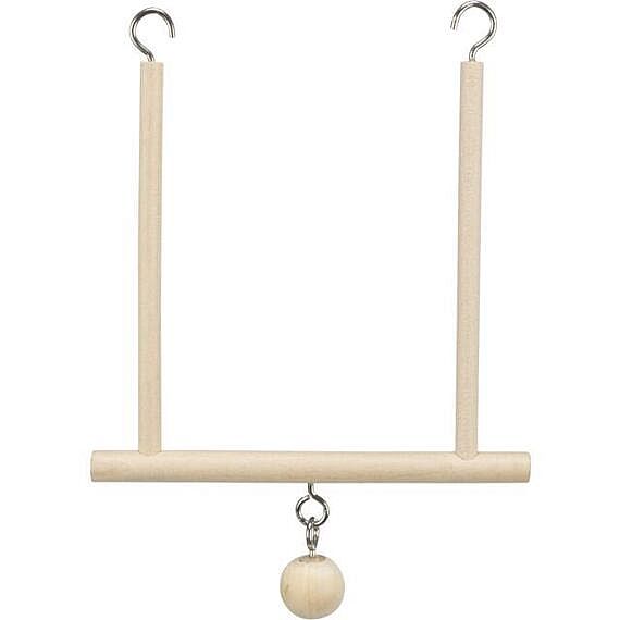 Swinging trapeze with boll, wood, 12 × 13 cm