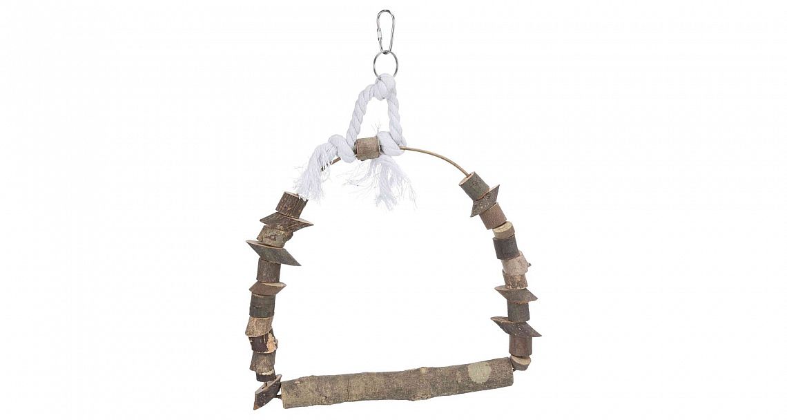 Arch swing with pieces of wood, bark wood, 22 × 29 cm