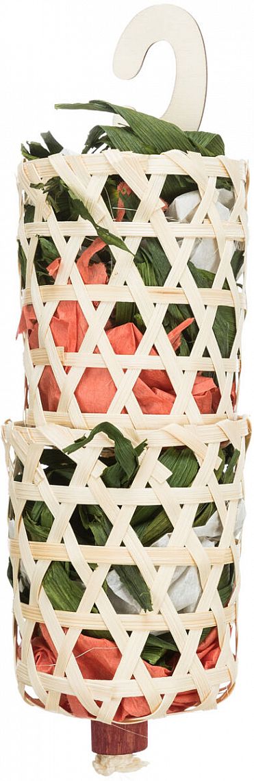 Natural toy on a sisal rope, palm/lily leaf, 35 cm, multi coloured