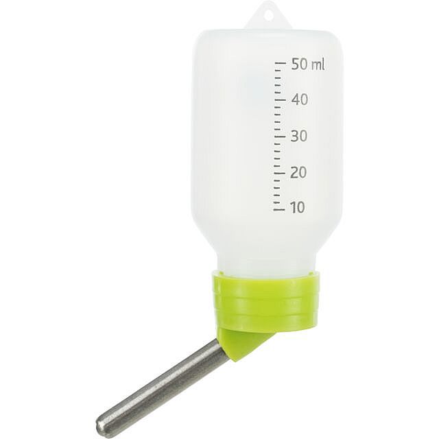 Water bottle with wire holder, plastic, 50 ml, sorted
