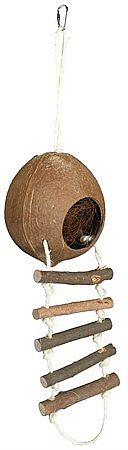 Coconut house with rope ladder, mice, ø 13 × 56 cm