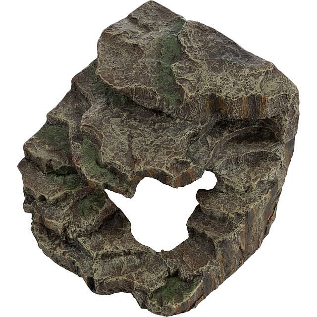 Corner rock with cave and platform, rain forest, 19 × 16 × 18 cm