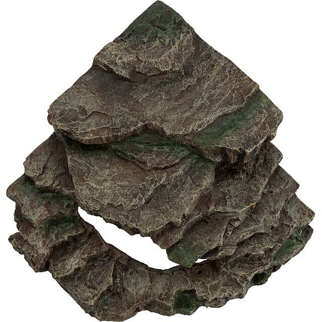 Corner rock with cave and platform, rain forest, 24 × 19 × 25 cm