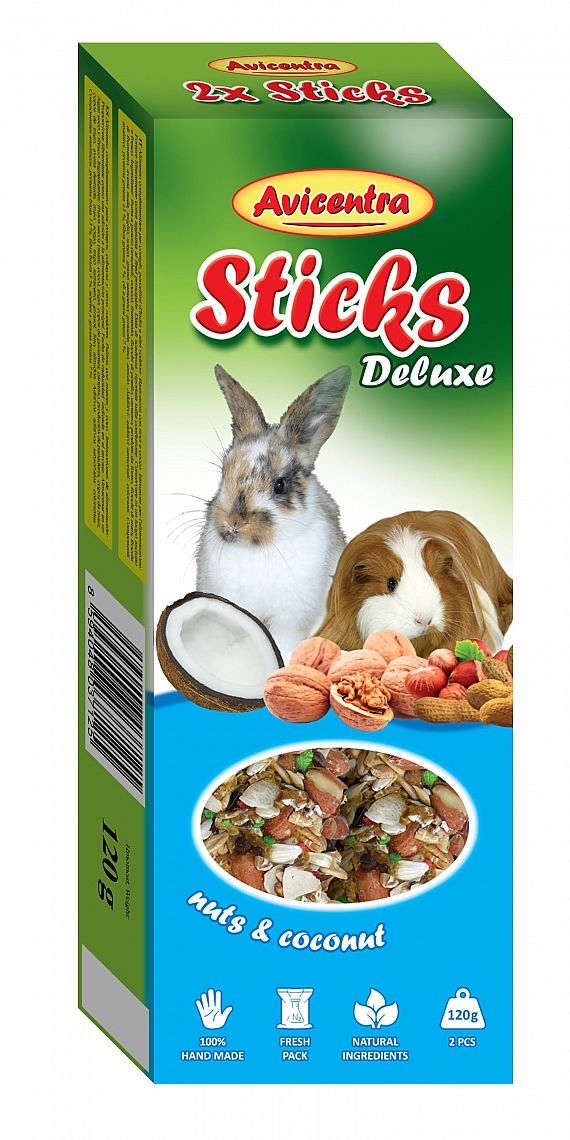 Avicentra Tycinky pre velké hlodavce orech, kokos 2ks 120g