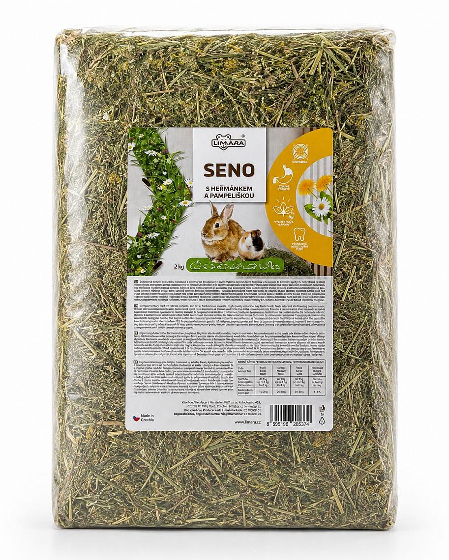 Seno s harmancekom a púpavou 60l/ 2 kg LIMARA – seno pre králiky, morcatá a hlodavce