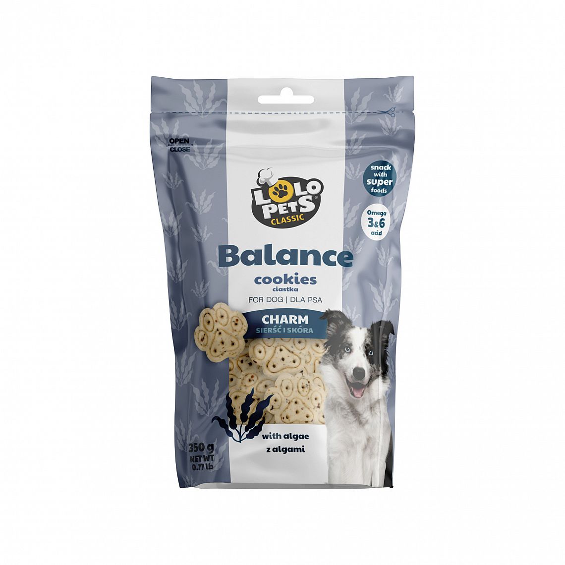 LOLO Keksy pre psa CHARM 350g - pre žiarivú srst a zdravšiu pokožku