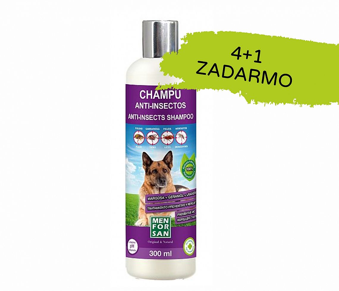 Šampón na psov antiparazitný 300ml 4+1 ZDARMA